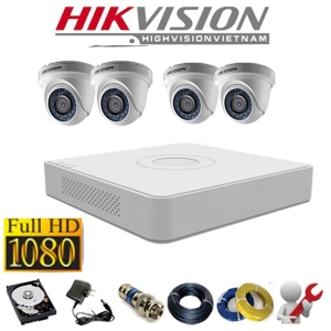 Trọn Bộ Camera Hikvision 4 Mắt 2MP Full HD 1080P Chính hãng, Giá rẻ nhất
